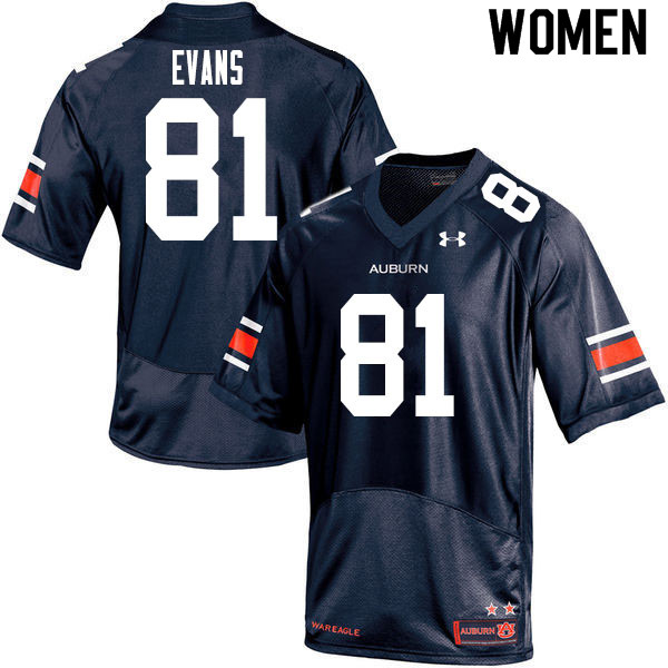 Women #81 J.J. Evans Auburn Tigers College Football Jerseys Sale-Navy